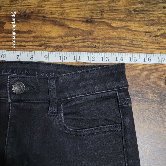 American Eagle Jeans 4 R Jegging Mid Rise Next Level Stretch Black Wash Denim - Picture 8 of 14